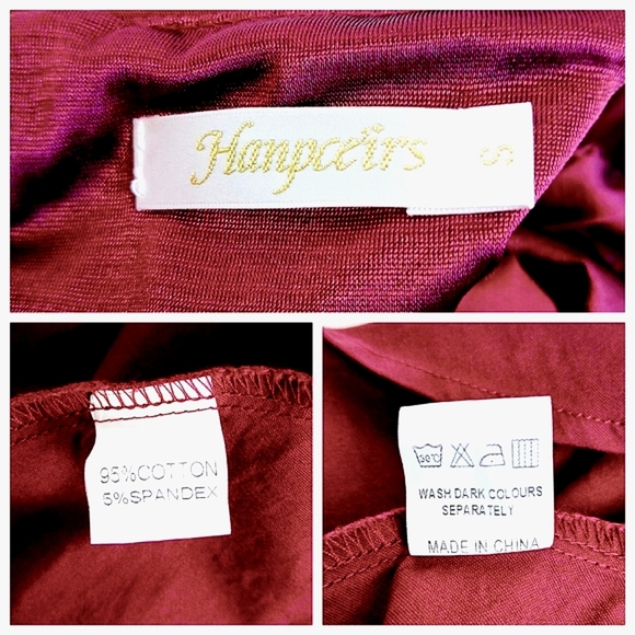 Hanpceirs Burgundy Fit-and-Flare Dress Size S Square Neck Puff Sleeves - Picture 4 of 4